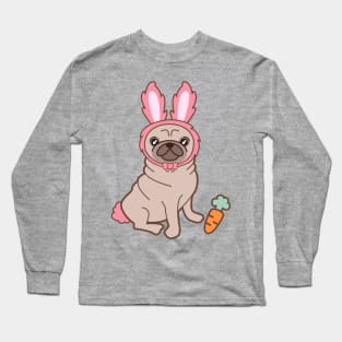 Pug dog in a rabbit costume Long Sleeve T-Shirt